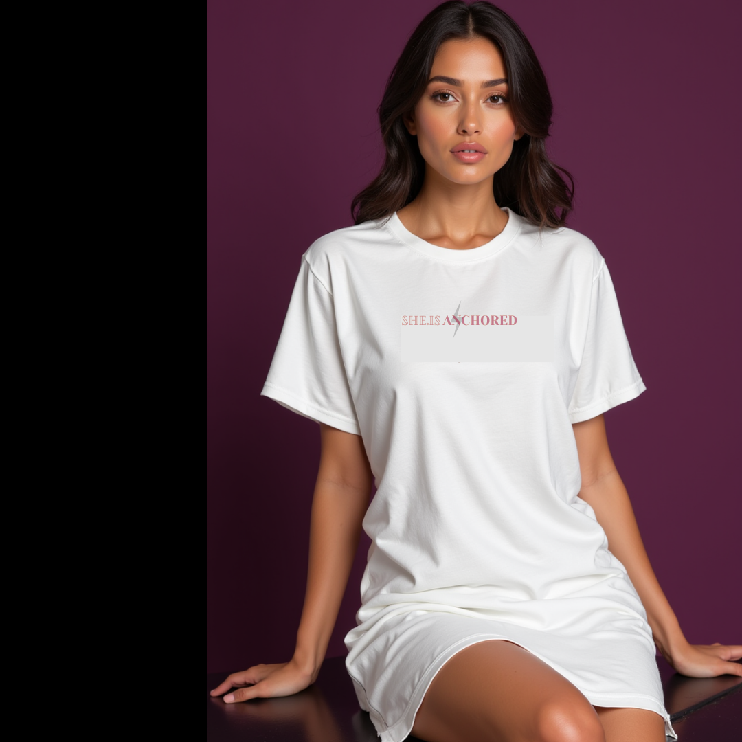 SHE IS ANCHORED Oversized Tee (White Edition)